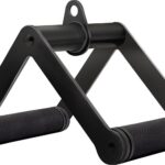 Double D Row Handle Cable Attachment for Weight Workout, Steel with Non-Slip Rubber Grip (Black)