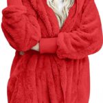 LONGYUAN Women's Fleece Jacket Fuzzy Hooded Winter Casual Coats 2025 Cardigan Sweaters with Pokets