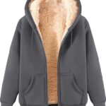 Mens Zip up Hoodie Warm Sherpa Fleece Lined Winter Jackets Casual Long Sleeve Hooded Drawstring Coats with Pockets