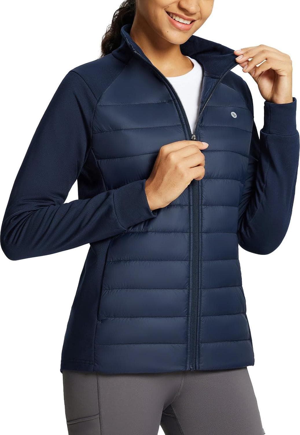 BALEAF Women’s Lightweight Warm Jacket Running Insulated Water Resistant Fall Jackets Winter Hiking Hybrid Puffer Coat