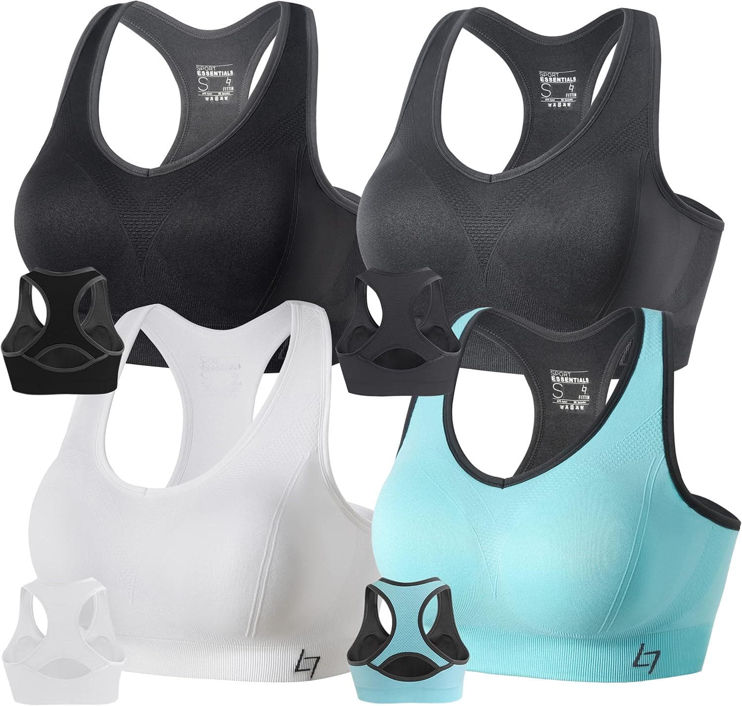 FITTIN Racerback Sports Bras for Women – Padded Seamless Support Bra for Yoga Gym Workout Fitness
