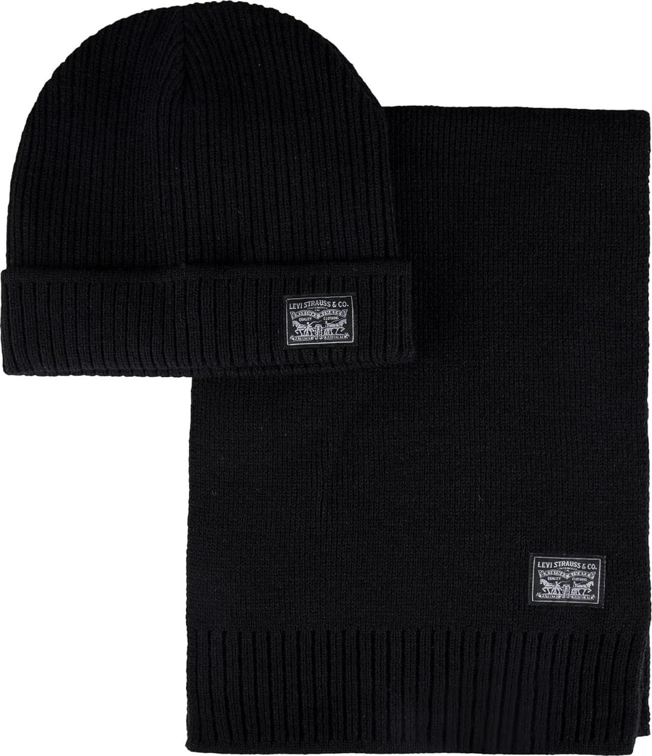 Levi’s Men’s Classic Winter Warm Knit Beanie Hat and Scarf Set