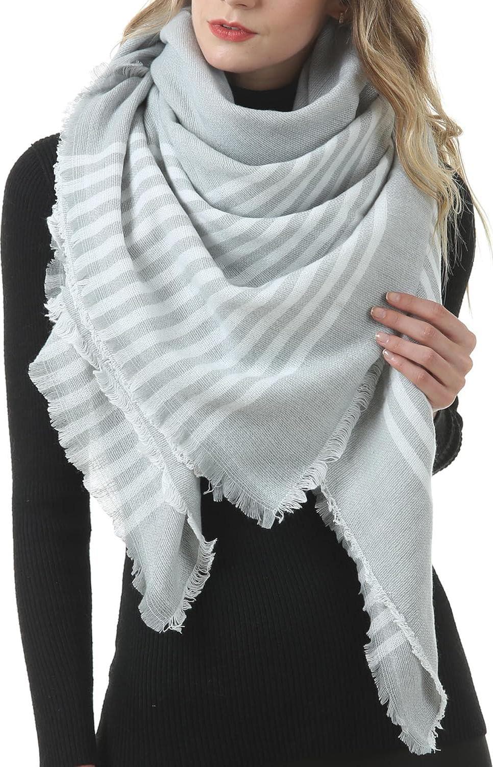 Women’s Plaid Blanket Winter Scarf, Warm Cozy Tartan Wrap Oversized Shawl Winter Scarves for Women