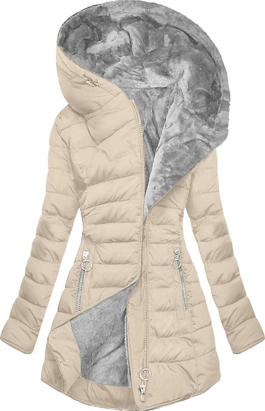 Women’s Warm Winter Jackets Fleece Lined Parka Coat Thermal Hooded Jacket Outdoor Outerwear Ski Snow Jacket Plus Size