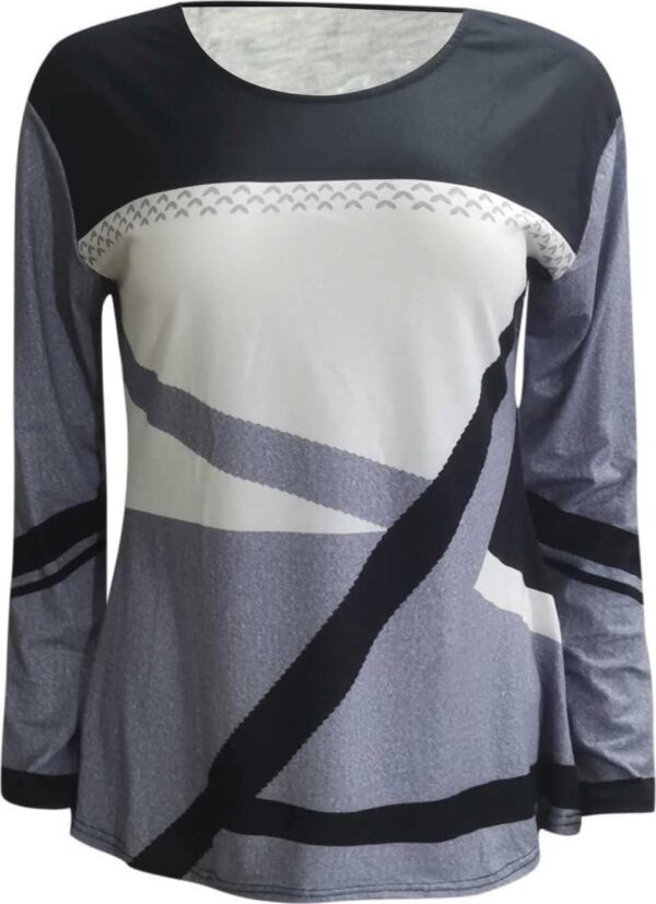 2024 Long Sleeve Shirts for Women Trendy Colors Blcok Winter Fall Tops Crewneck Loose fit Shirt Casual Dressy Blouses - Image 5