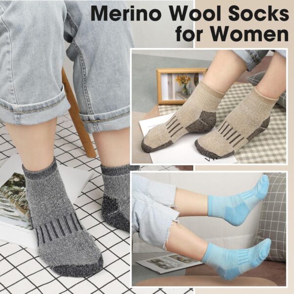 6 Pairs Merino Wool Socks for Women, Compression Support Hiking Socks Ankle Running Thick Socks - Image 6
