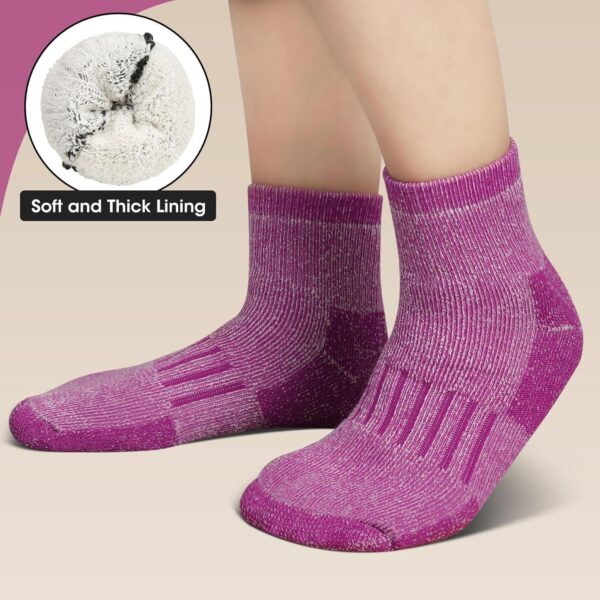 6 Pairs Merino Wool Socks for Women, Compression Support Hiking Socks Ankle Running Thick Socks - Image 5