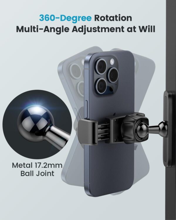 APPS2Car Gym Magnetic Phone Holder, 360 Adjustable, Compatible with 4.7-6.5  Smartphones, Alloy Base and Joint, Black - Image 5