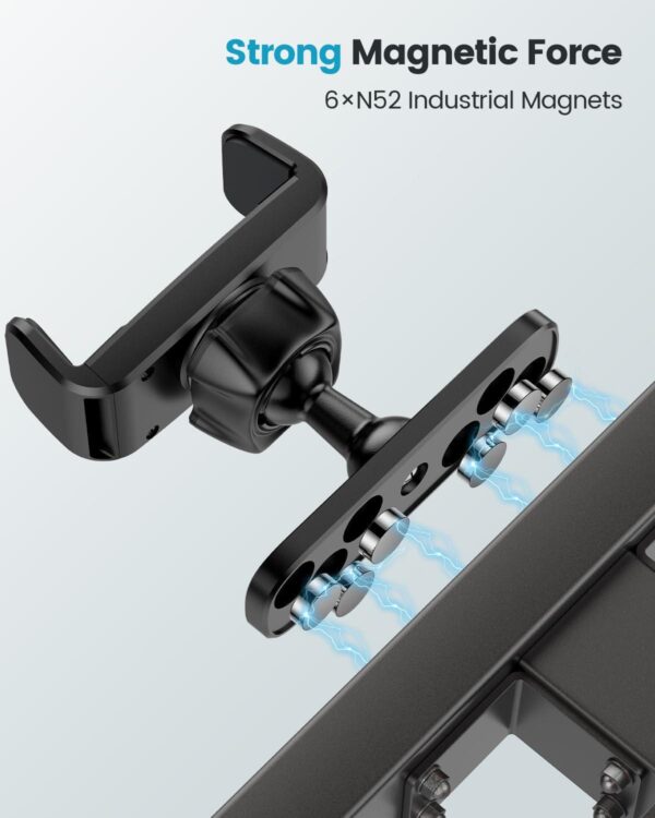 APPS2Car Gym Magnetic Phone Holder, 360 Adjustable, Compatible with 4.7-6.5  Smartphones, Alloy Base and Joint, Black - Image 3