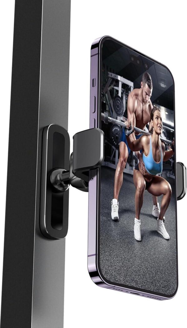 APPS2Car Gym Magnetic Phone Holder, 360 Adjustable, Compatible with 4.7-6.5  Smartphones, Alloy Base and Joint, Black