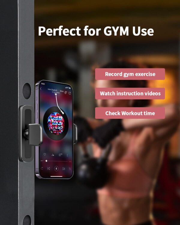 APPS2Car Gym Magnetic Phone Holder, 360 Adjustable, Compatible with 4.7-6.5  Smartphones, Alloy Base and Joint, Black - Image 4