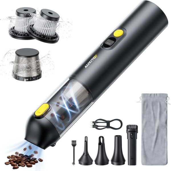 AUXITO Car Vacuum - Portable Cordless Vacuum for Car 14000Pa Powerful Suction, Handheld Vacuum Blow and Suction 2 in 1, Small Car Vacuum Cleaner Hand Held Vacuum for Car, Home, Pet, Office (Black)
