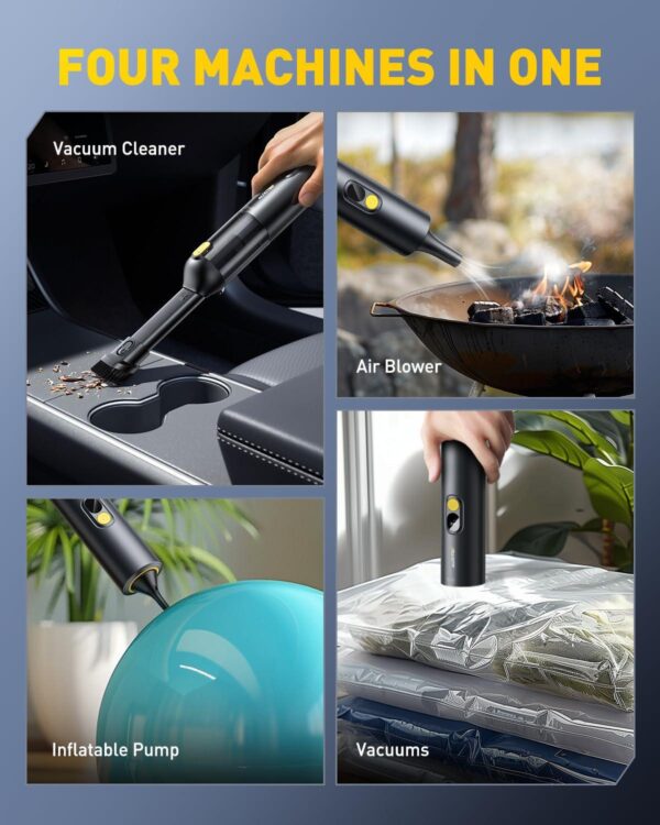 AUXITO Car Vacuum - Portable Cordless Vacuum for Car 14000Pa Powerful Suction, Handheld Vacuum Blow and Suction 2 in 1, Small Car Vacuum Cleaner Hand Held Vacuum for Car, Home, Pet, Office (Black) - Image 2