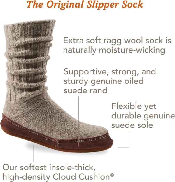 Acorn Mens and Womens Original Slipper Socks - Cloud Cushion, Ragg Wool, Moisture-Wicking, Suede Sole - Image 2