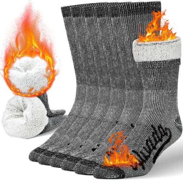 Alvada Merino Wool Hiking Socks Thermal Warm Crew Winter Boot Sock For Men and Women 3 Pairs
