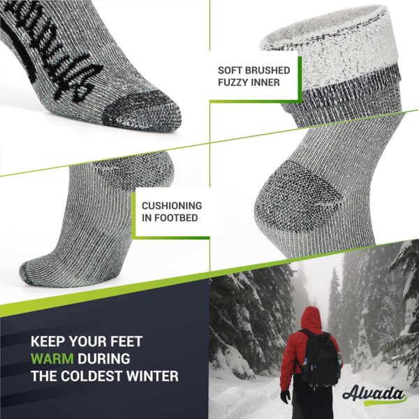 Alvada Merino Wool Hiking Socks Thermal Warm Crew Winter Boot Sock For Men and Women 3 Pairs - Image 4