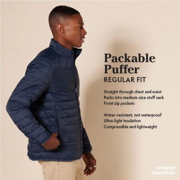 Amazon Essentials Men's Packable Lightweight Water-Resistant Puffer Jacket (Available in Big and Tall) - Image 2