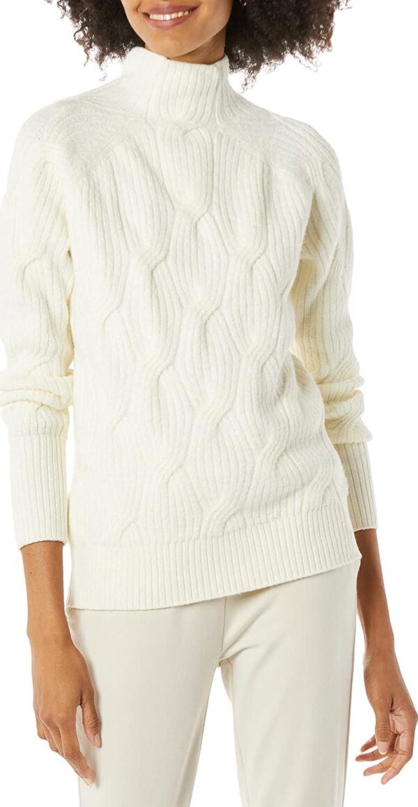 Amazon Essentials Women's Winter Sweater, Soft Touch Funnel Neck Cable Knit