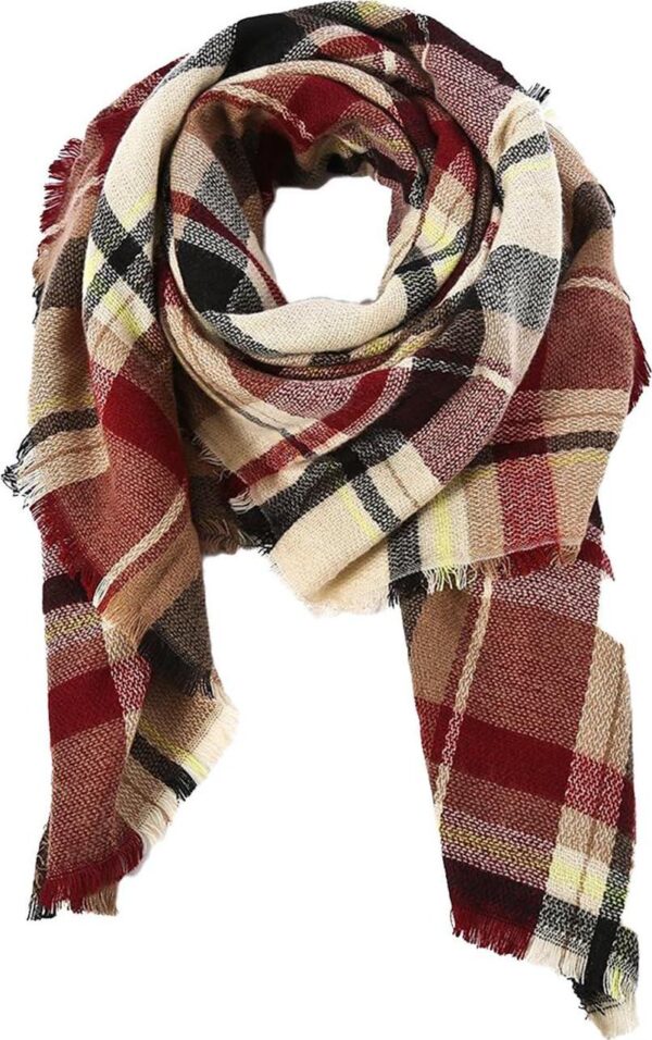 American Trends Womens Fall Winter Scarf Plaid Tassel Soft Warm Blanket Scarves Womens Shawl Wraps - Image 2