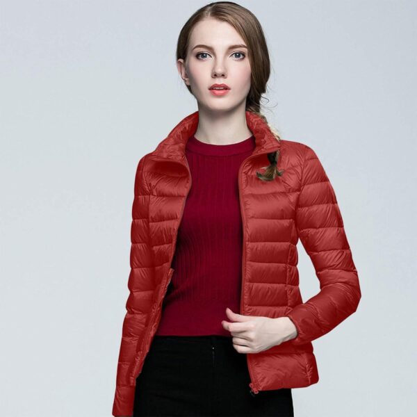 Aniywn Light Jackets for Women Warm No Hood Down Jacket Packable Short Fall Jacket Zip Cardigan Winter Coats with Pockets - Image 2