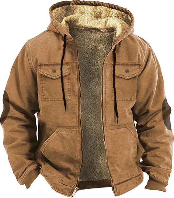 Aztec Western Jackets for Men Cowboy Winter Warm Sherpa Fleece Coats Men's Retro Ethnic Vintage Casual Zip Up Jacket