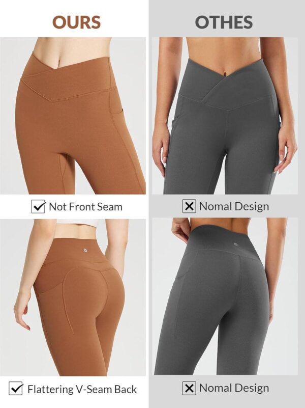 BALEAF Women's Leggings with Pockets 25  V Cross Waist Workout Leggings Tummy Control Yoga Ankle Pants - Image 6