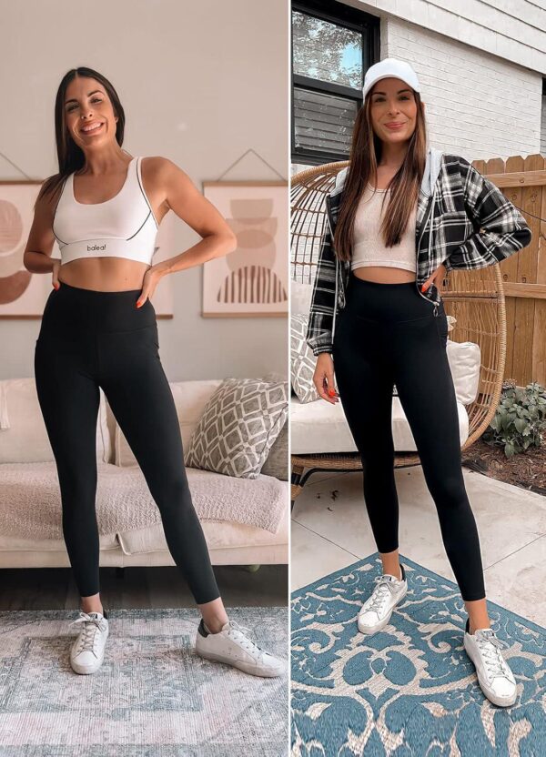 BALEAF Women's Leggings with Pockets Tummy Control Workout High Waisted Athletic Running 7/8 Ultra Soft Gym Yoga Ankle Pants - Image 2