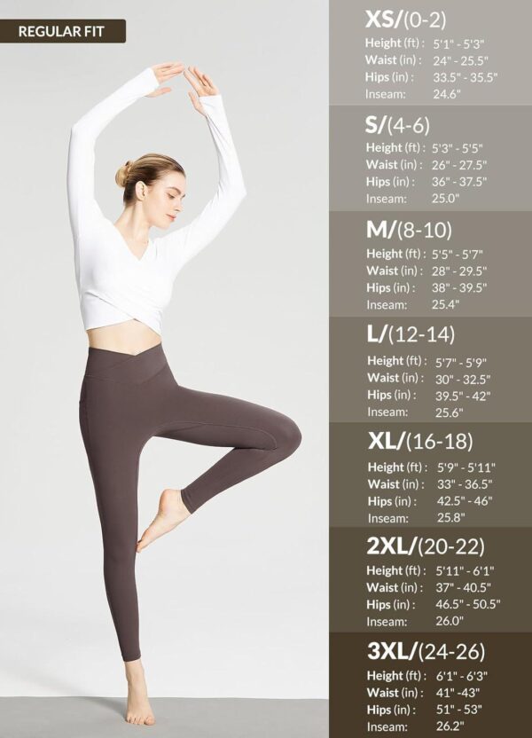 BALEAF Women's Leggings with Pockets 25  V Cross Waist Workout Leggings Tummy Control Yoga Ankle Pants - Image 7