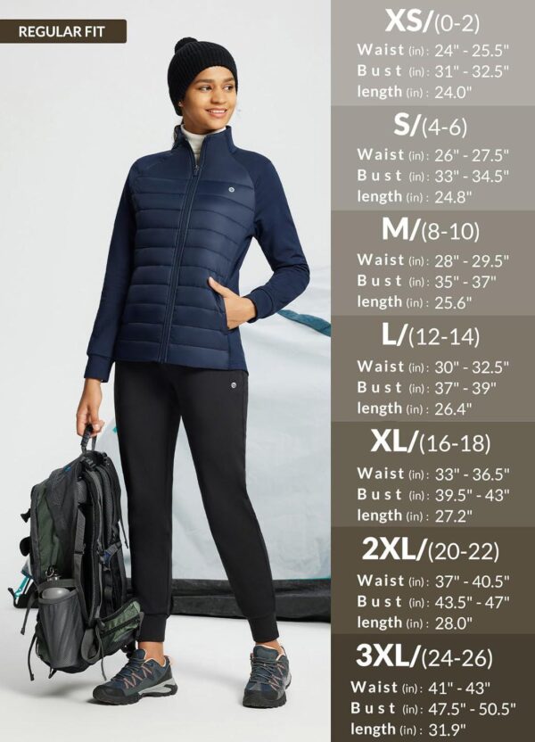 BALEAF Women's Lightweight Warm Jacket Running Insulated Water Resistant Fall Jackets Winter Hiking Hybrid Puffer Coat - Image 7
