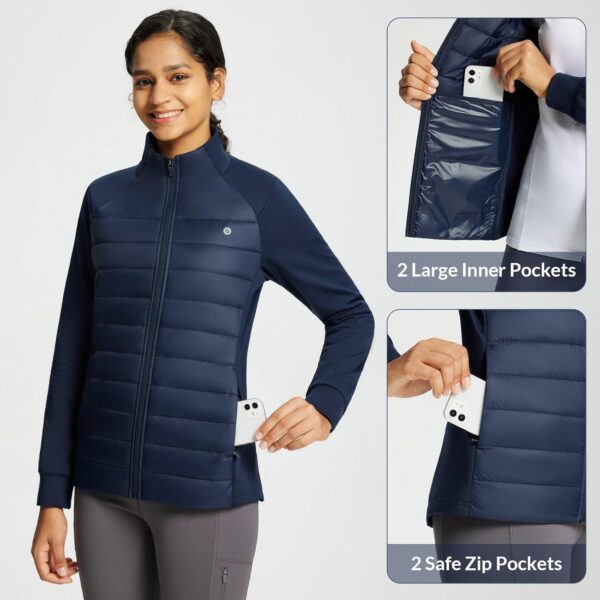 BALEAF Women's Lightweight Warm Jacket Running Insulated Water Resistant Fall Jackets Winter Hiking Hybrid Puffer Coat - Image 6