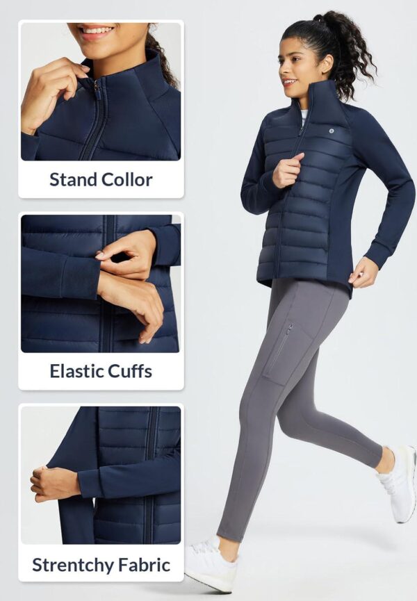 BALEAF Women's Lightweight Warm Jacket Running Insulated Water Resistant Fall Jackets Winter Hiking Hybrid Puffer Coat - Image 5