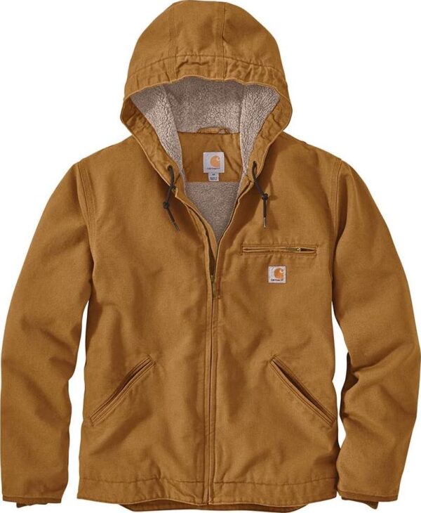 Carhartt Men's Relaxed Fit Washed Duck Sherpa-Lined Jacket