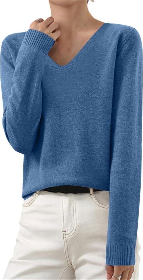 Cashmere Sweaters for Women Dressy V Neck Long Sleeve Soft Pullover Classic Fall Sweater Casual Lightweight Knit Tops