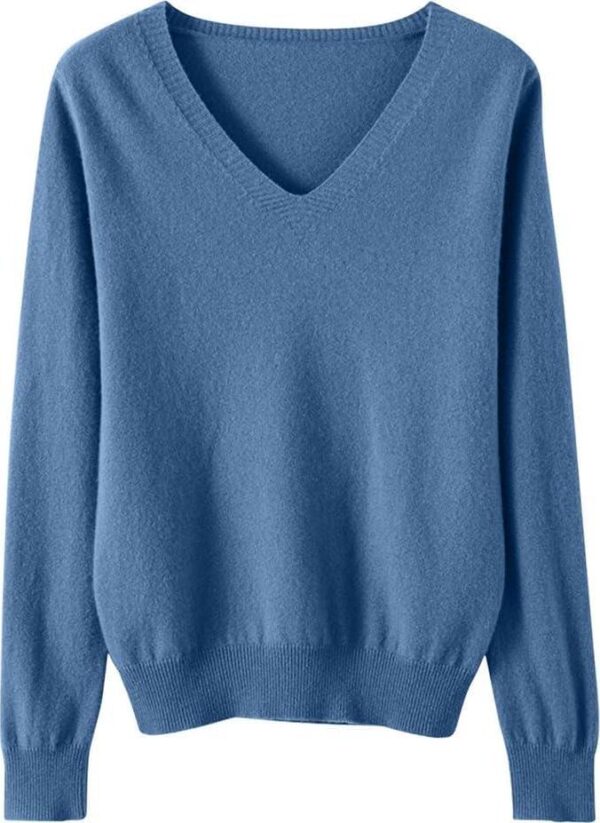 Cashmere Sweaters for Women Dressy V Neck Long Sleeve Soft Pullover Classic Fall Sweater Casual Lightweight Knit Tops - Image 2