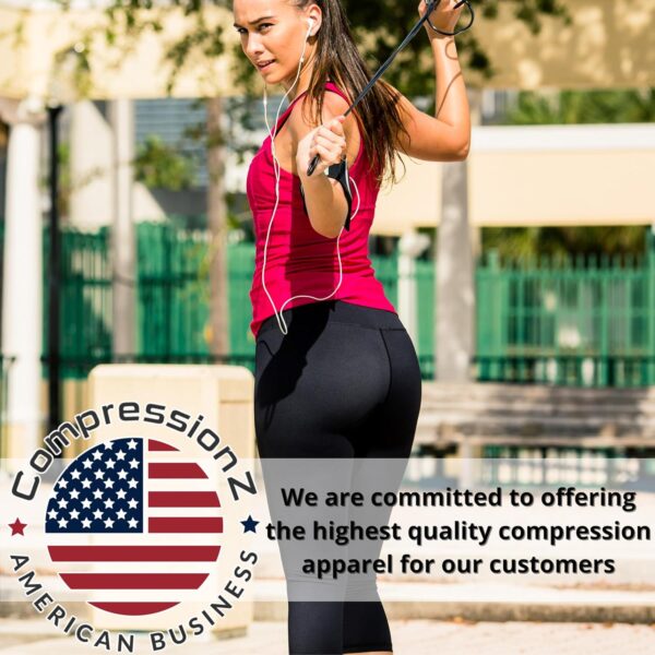 CompressionZ High Waisted Capri Leggings for Women Tummy Control - Workout Yoga Pants - Image 5