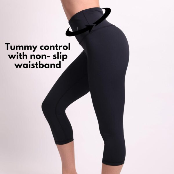 CompressionZ High Waisted Capri Leggings for Women Tummy Control - Workout Yoga Pants - Image 2