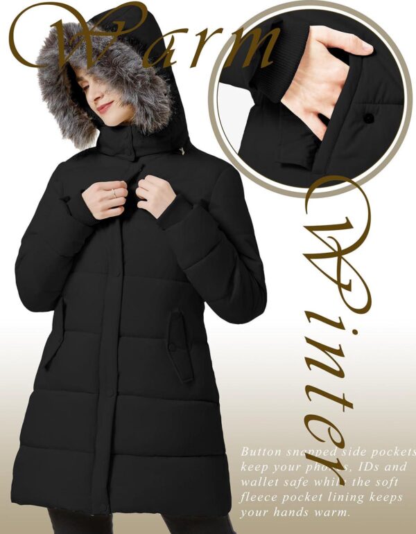 GGleaf Women's Winter Thicken Puffer Coat Warm Snow Jacket with Fur Removable Hood - Image 5