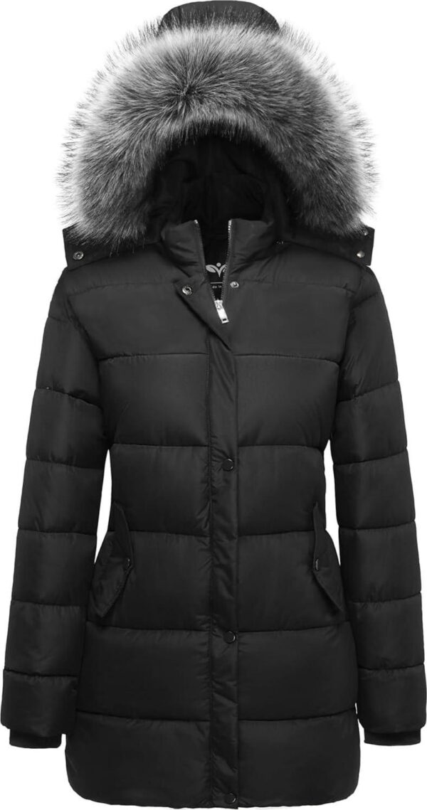 GGleaf Women's Winter Thicken Puffer Coat Warm Snow Jacket with Fur Removable Hood
