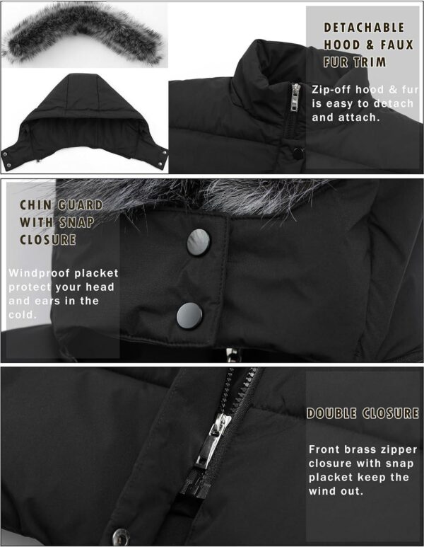 GGleaf Women's Winter Thicken Puffer Coat Warm Snow Jacket with Fur Removable Hood - Image 4