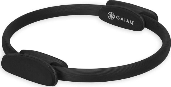 Gaiam Pilates Ring 15  Fitness Circle - Lightweight and Durable Foam Padded Handles | Flexible Resistance Exercise Equipment for Toning Arms, Thighs/Legs and Core, Black