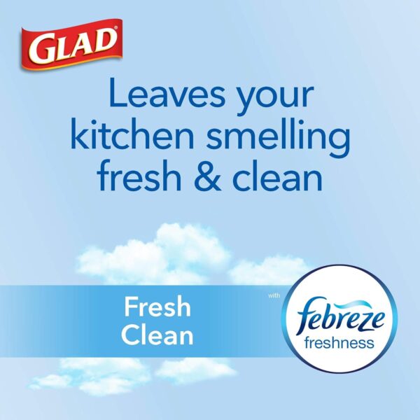 Glad Medium Kitchen Drawstring Trash Bags, 8 Gal, Fresh Clean Scent, 80 Ct (Package May Vary) - Image 2