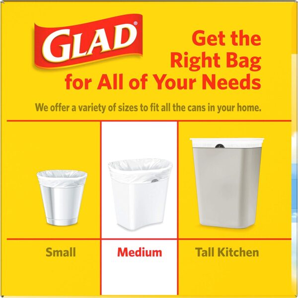 Glad Medium Kitchen Drawstring Trash Bags, 8 Gal, Fresh Clean Scent, 80 Ct (Package May Vary) - Image 10