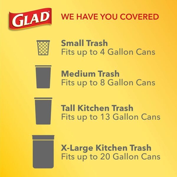 Glad Medium Kitchen Drawstring Trash Bags, 8 Gal, Fresh Clean Scent, 80 Ct (Package May Vary) - Image 3