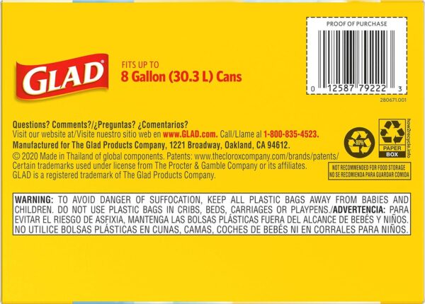 Glad Medium Kitchen Drawstring Trash Bags, 8 Gal, Fresh Clean Scent, 80 Ct (Package May Vary) - Image 12
