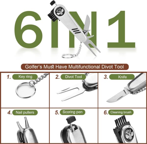 Golf Gifts for Men and Women, Golf Accessories Set with Hi-End Case, Golf Balls, Rangefinder, Golf Tees, Brush, Multifunctional Divot Knife, Scorer, Golf Ball Clamp - Image 4