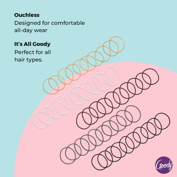 Goody Ouchless Elastic Hair Ties - 50 Ct, Assorted Neutrals, 2MM Rubber Bands for Hair, Pain-Free Hair Accessories for Women and Men, Made for Long-Lasting Braids, Ponytails and More, For Fine Hair - Image 3