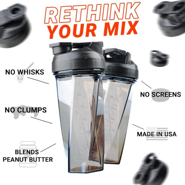 HELIMIX 2.0 Vortex Blender Shaker Bottle Holds upto 28oz | No Blending Ball or Whisk | USA Made | Portable Pre Workout Whey Protein Drink Cup | Mixes Cocktails Smoothies Shakes | Top Rack Safe - Image 2