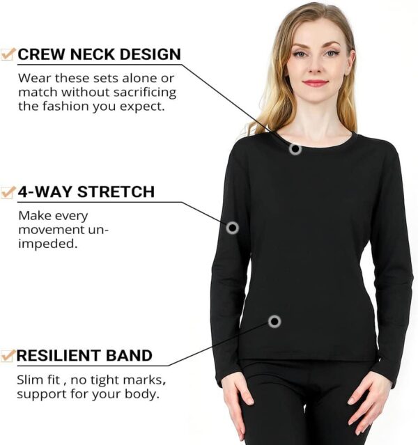 HEROBIKER Thermal Underwear Women Ultra-Soft Set Base Layer Top and Bottom Long Johns with Fleece Lined Winter Warm - Image 2