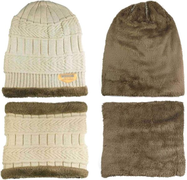 HINDAWI Winter Hat Scarf Gloves Slouchy Beanie Snow Knit Skull Cap Touch Screen Mittens Circle Scarves for Women - Image 3
