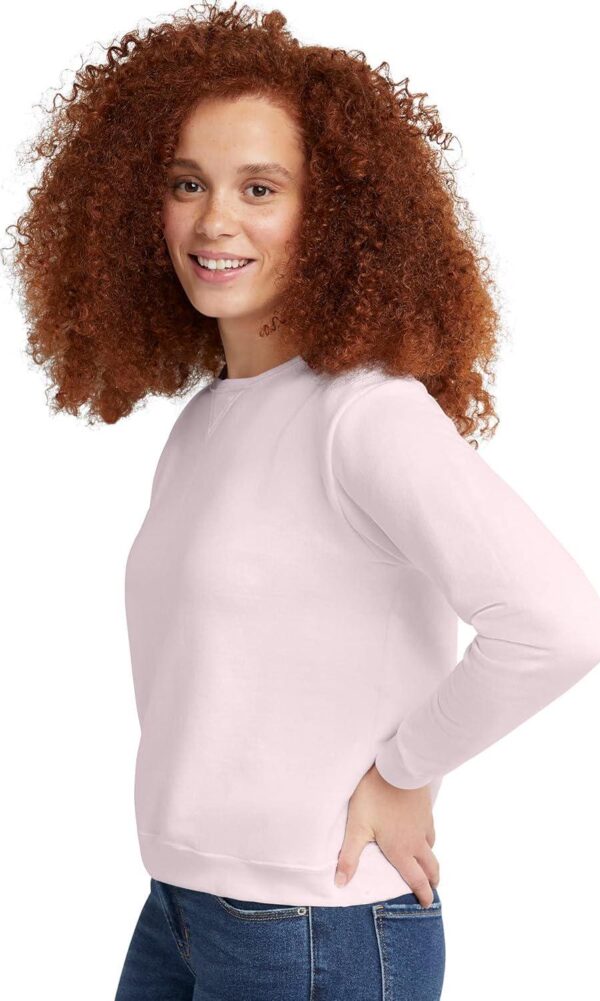 Hanes Women's Ecosmart V-Notch Crewneck Sweatshirt, Fleece Pullover Sweatshirt For Women - Image 3